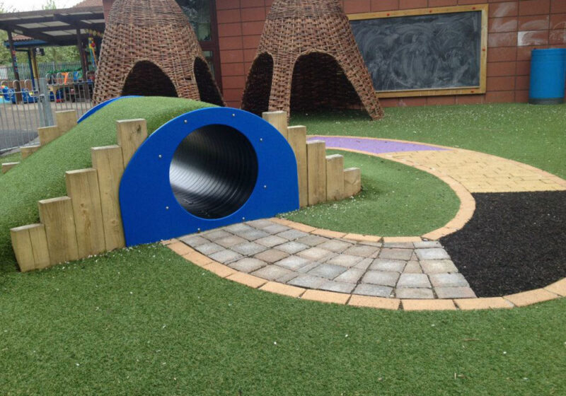 Artificial grass installed in a school