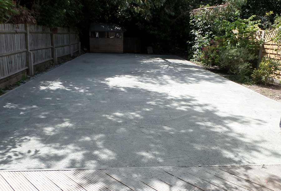 Granite dust base for artificial lawn installation Granite dust sub-base installed for artificial grass