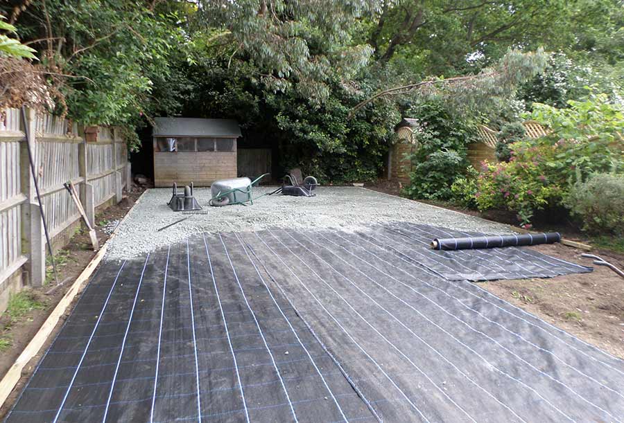 Weed membrane for artificial lawn installation Weed control membrane installed before artificial grass