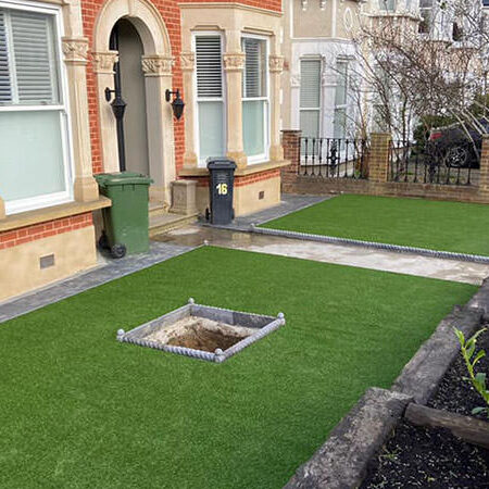 Catford front garden lawn complete Catford front garden lawn complete