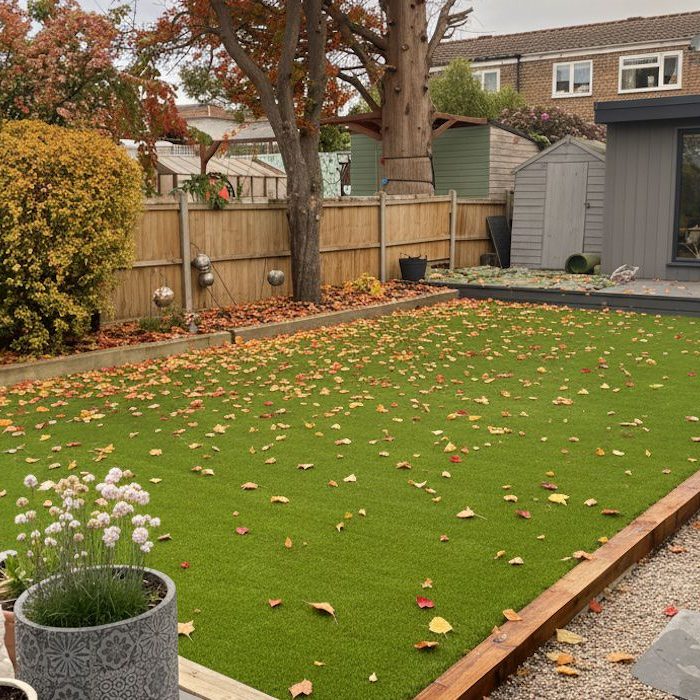Autumn artificial grass lawn