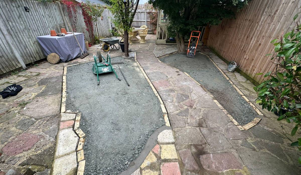 Granite Dust Base for Artificial Grass in Kent Granite dust finishing layer for artificial grass installation in Kent